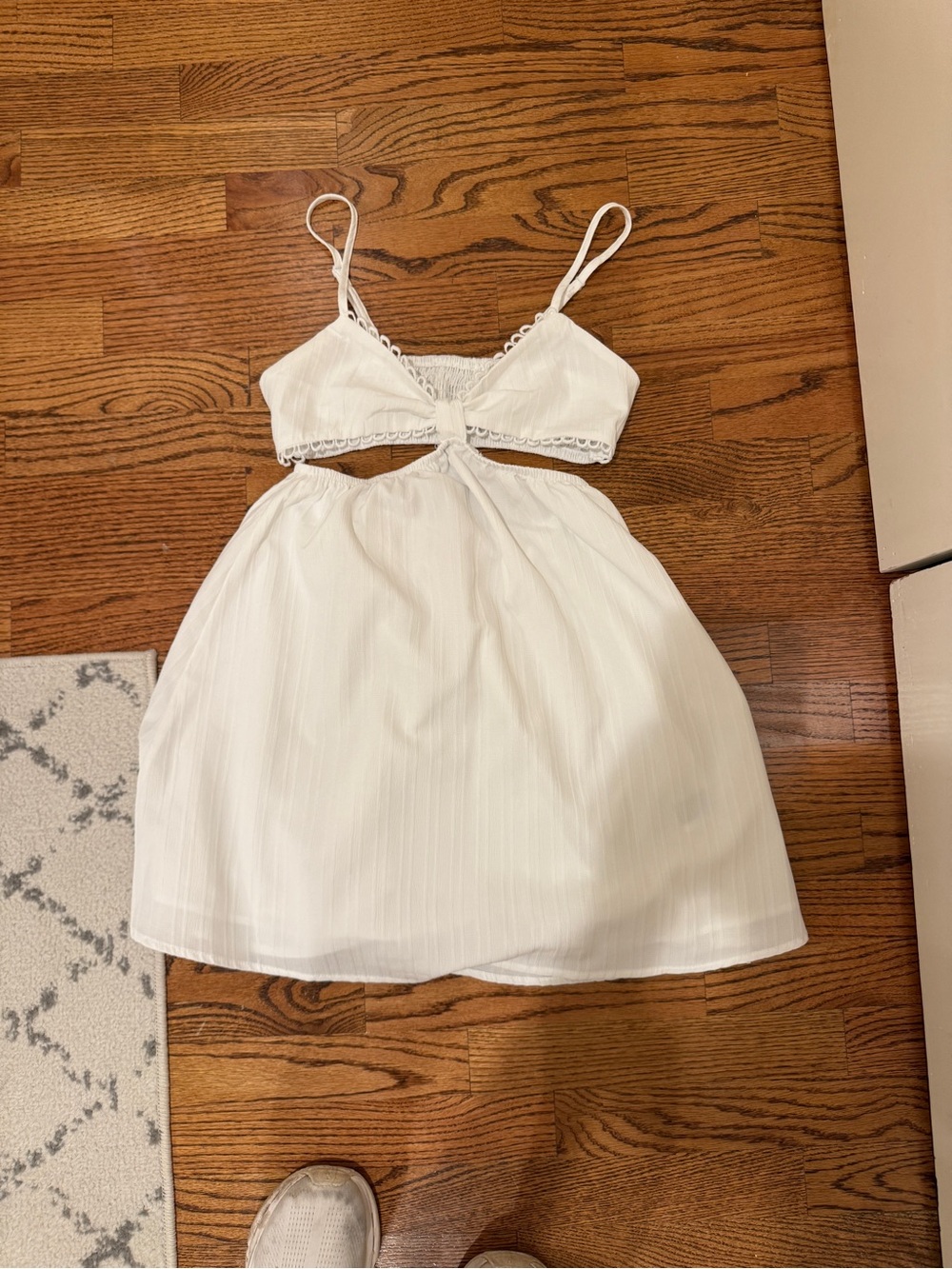 SHEIN White Cutout Lace-Trim Mini Dress